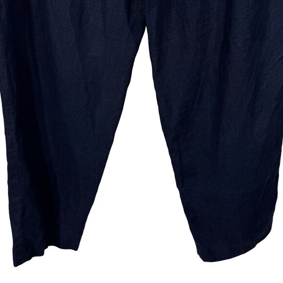 Liz Claiborne Collection SZ 16 Linen Pants Pockets Pleated Zip-Fly Navy Blue - Picture 6 of 9